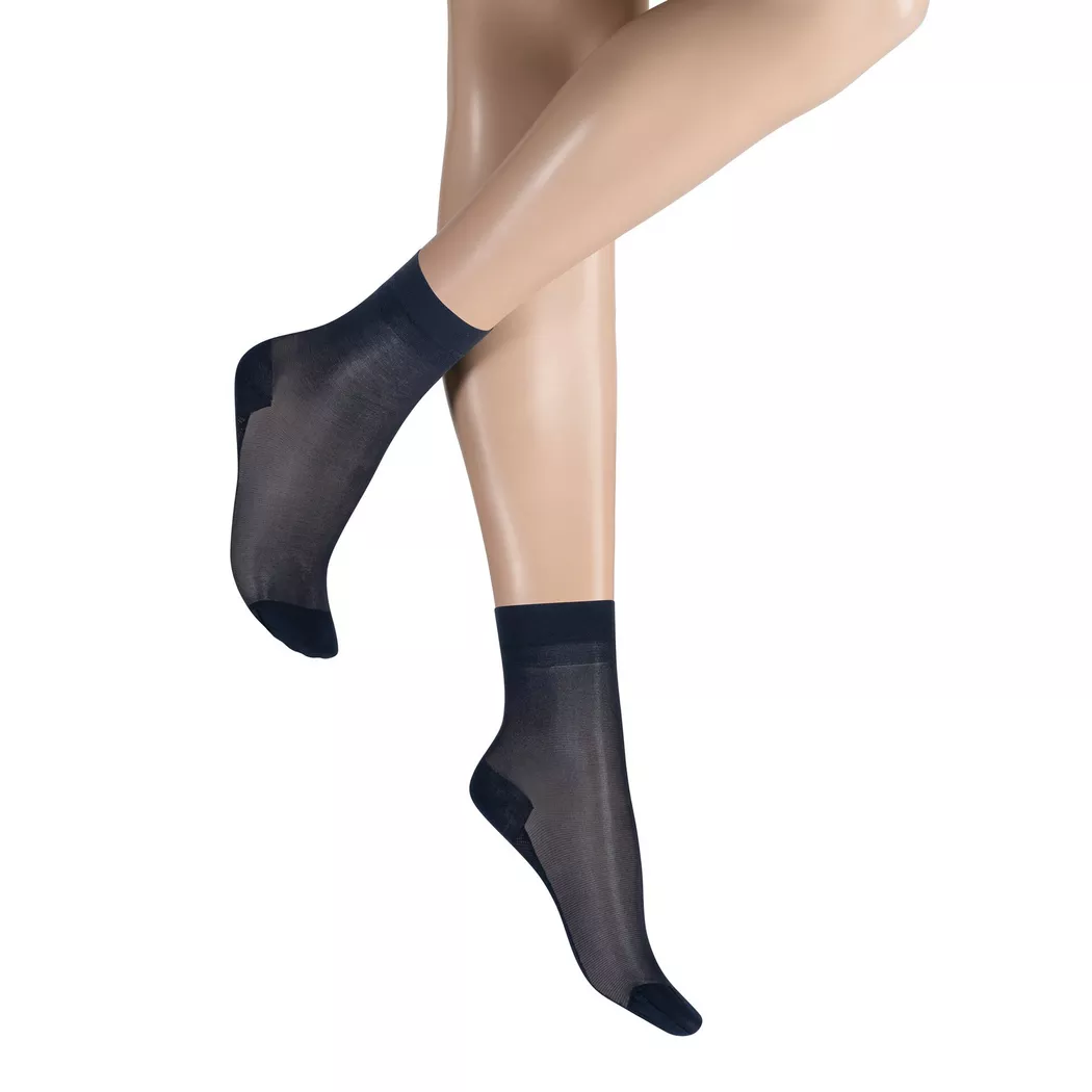 Kniestrümpfe KUNERT "SATIN LOOK 20", Damen, Gr. 39-42, marine, Obermaterial: 89% Polyamid, 11% Elasthan, normal, Socken Kniestrümpfe, bequemer, druckfreier Wohlfühlbund, transparent, glänzend