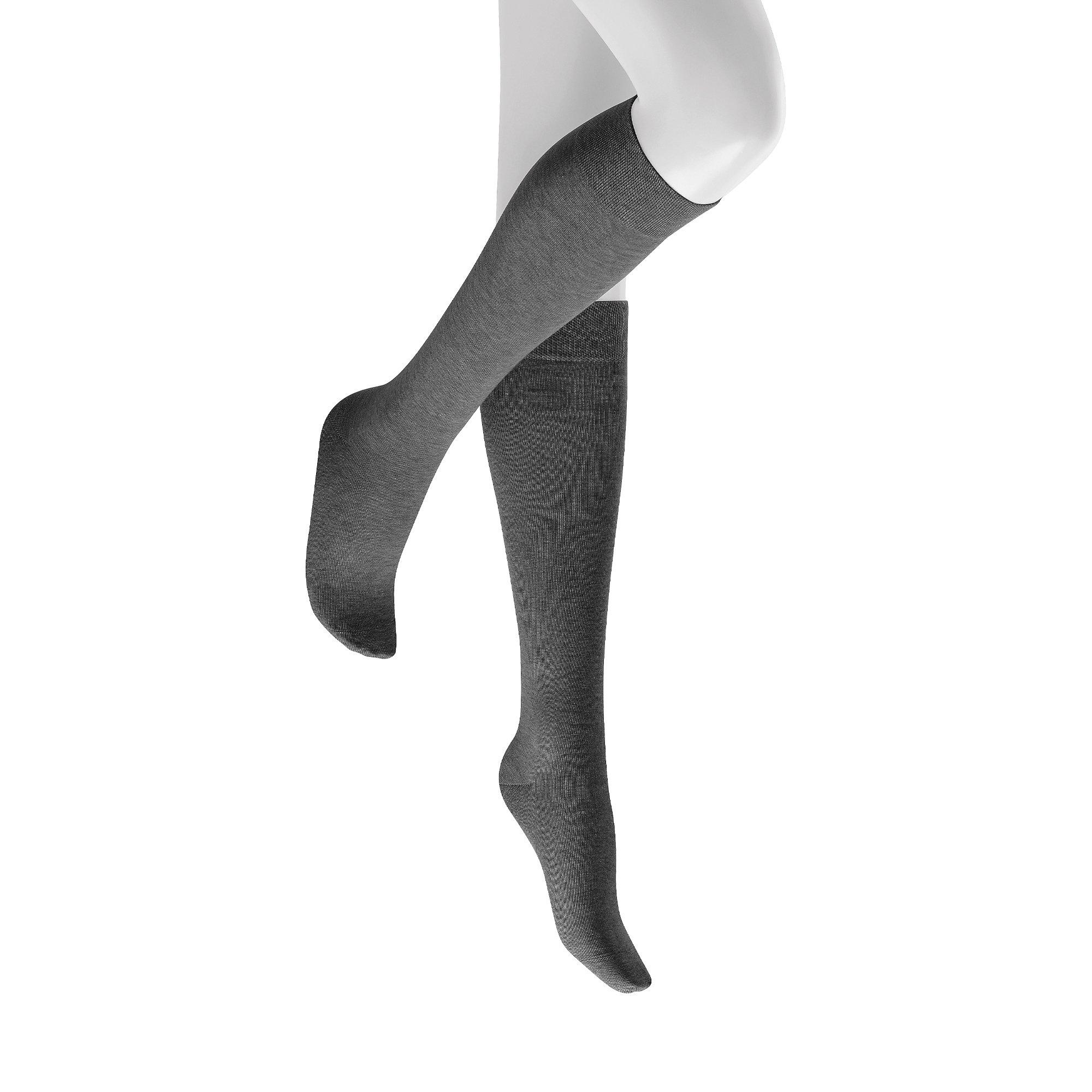 Image of Kniestrumpf, Blickdicht Damen Grau Melange 35-38