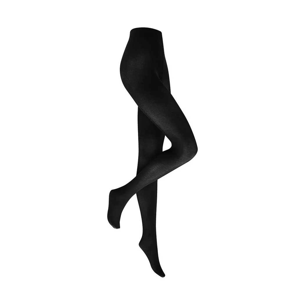 Strickstrumpfhose KUNERT "Strumpfhose Sensual Cotton", Damen, Gr. 40-42, schwarz (schwarz 0070), Obermaterial: 65% Baumwolle CO. 30% Polyamid PA. 5% Elasthan EL., Strumpfhosen 2