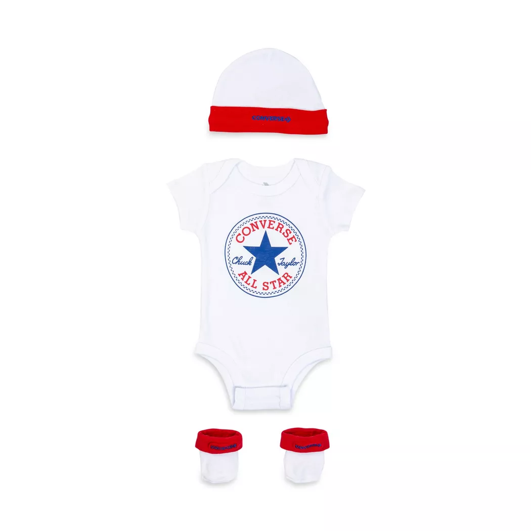 Converse - Set: Body, Mütze und Socken, 0-6M, Weiss