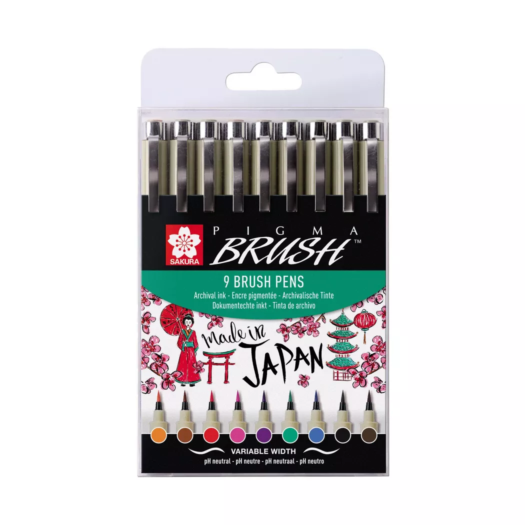 SAKURA Pigma Brush Pen POXSDKBR9 Set 9 Farben