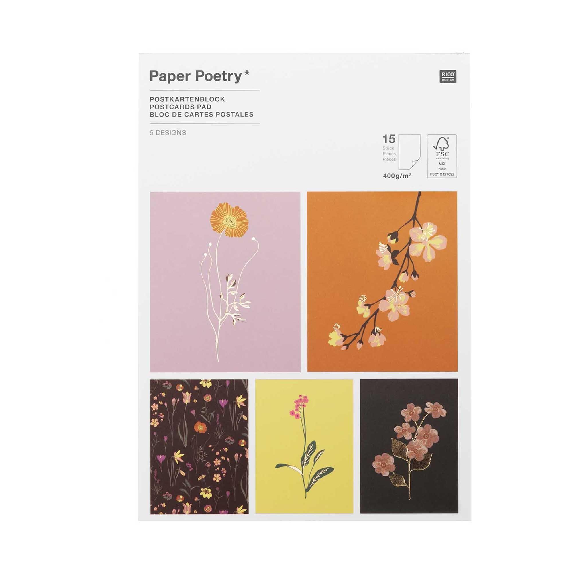 Image of Rico Design Postkartenblock Paper Poetry - 12.5X17.5CM
