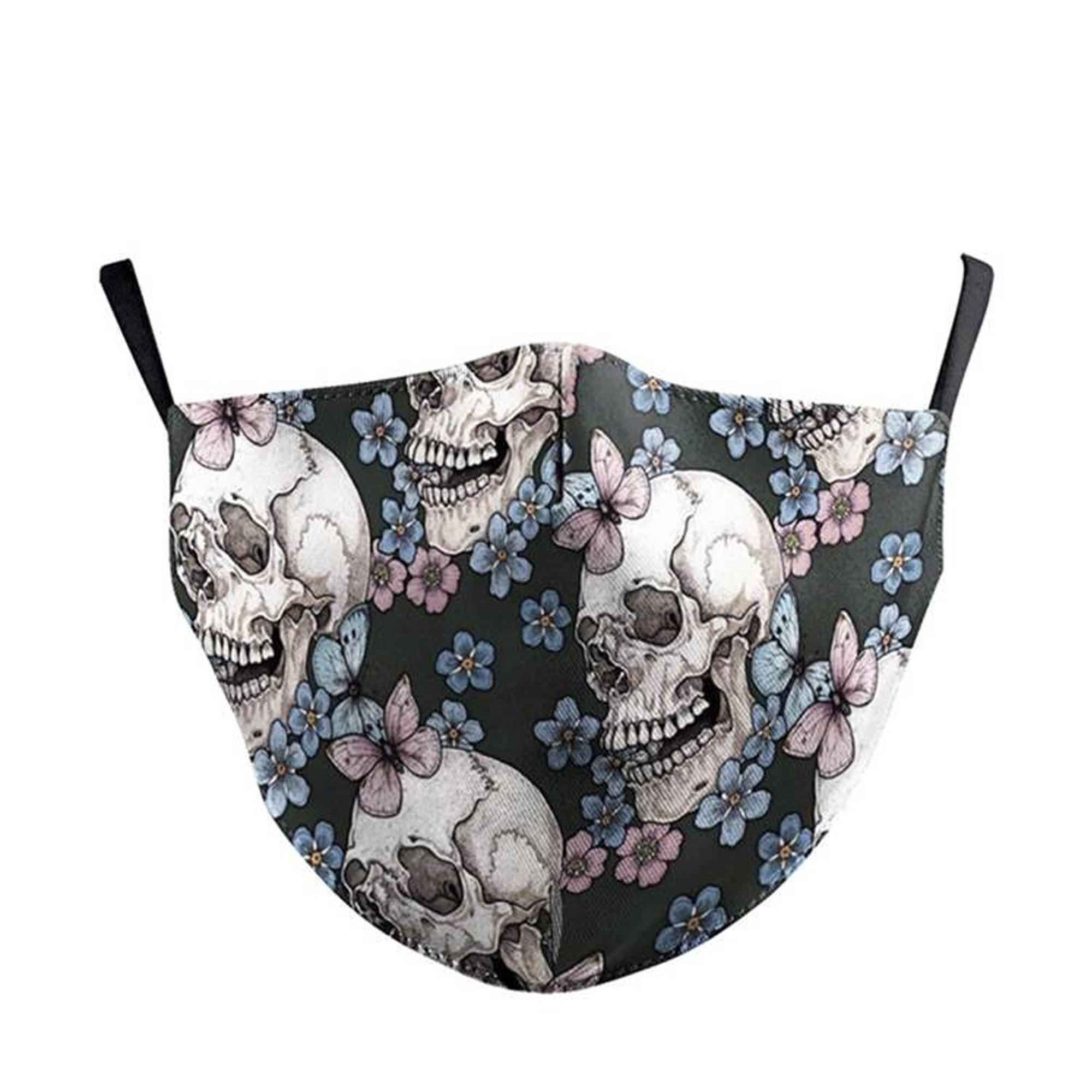 Image of Maske Totenkopf und Blumen Multicolor