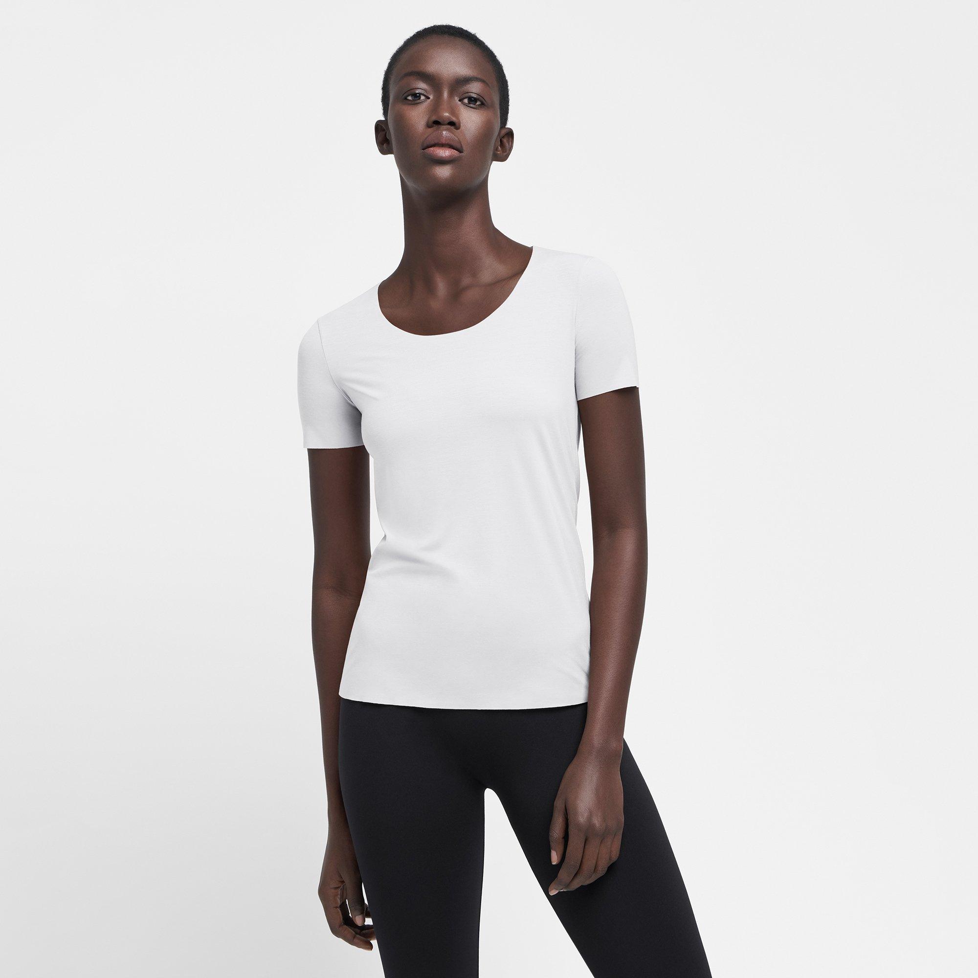 T-shirt Wolford Col V Orange Clair - Taille EU 36 - Coupe Ample - Occasion Parfait état