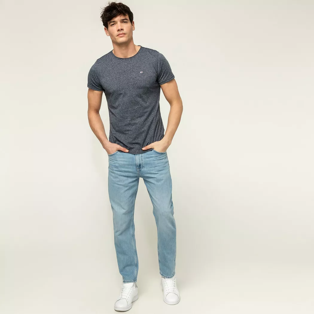 Tommy Jeans T-shirt à Manches Courtes Slim Jaspe Twilight Navy L Homme