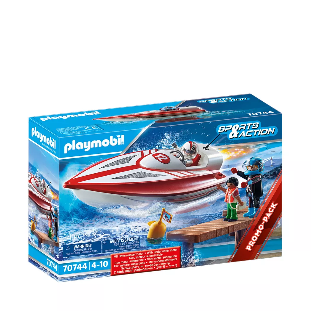 Playmobil - 70744 Speedboot mit Unterwassermotor, Multicolor