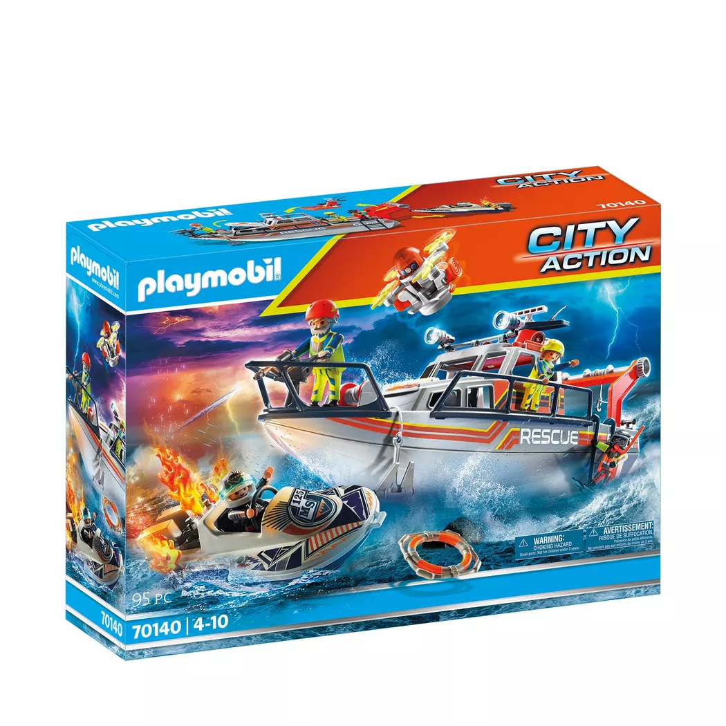 Playmobil - 70140 Seenot, Löscheinsatz mit Rettungskreuzer, Multicolor