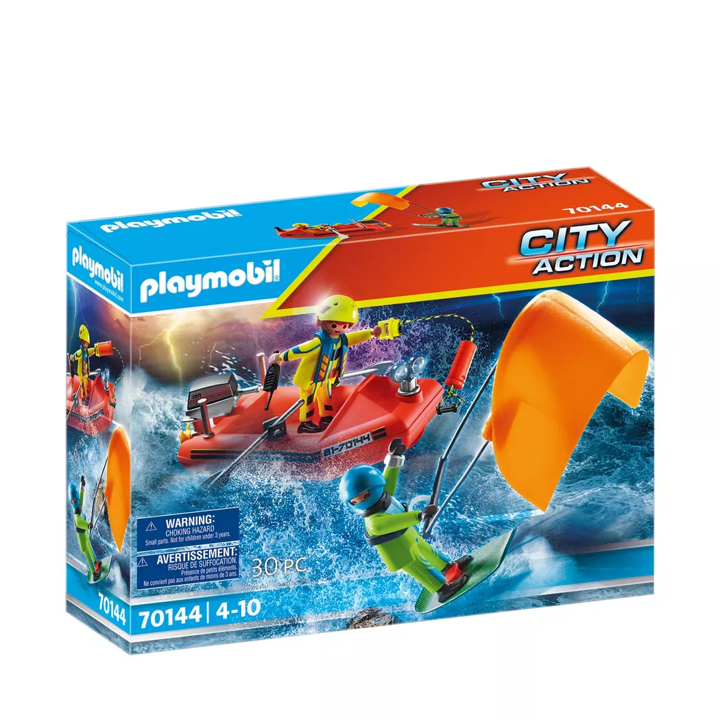 Playmobil - 70144 Seenot, Kitesurfer-Rettung mit Boot, Multicolor