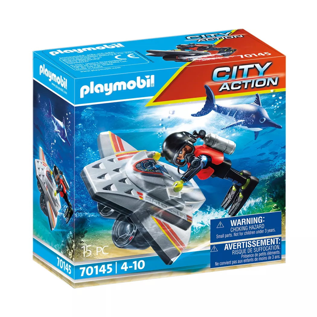 Playmobil - 70145 Seenot, Tauchscooter im Rettungseinsatz, Multicolor