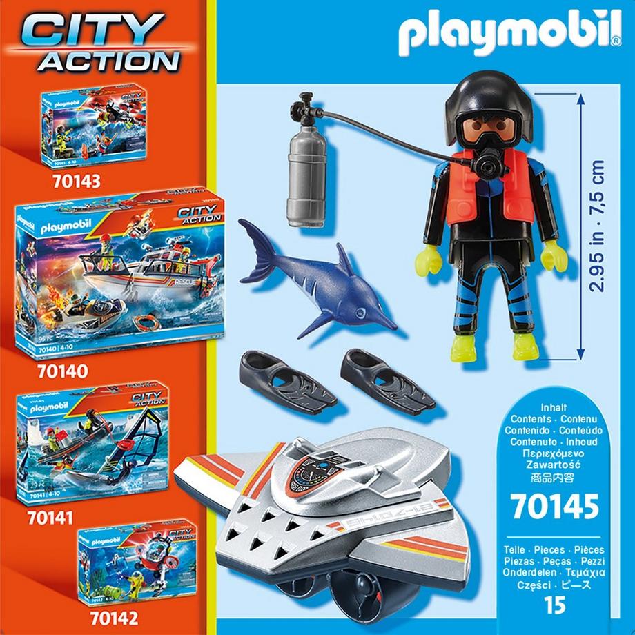 Playmobil  70145 Scooter de plongée et sauveteur 