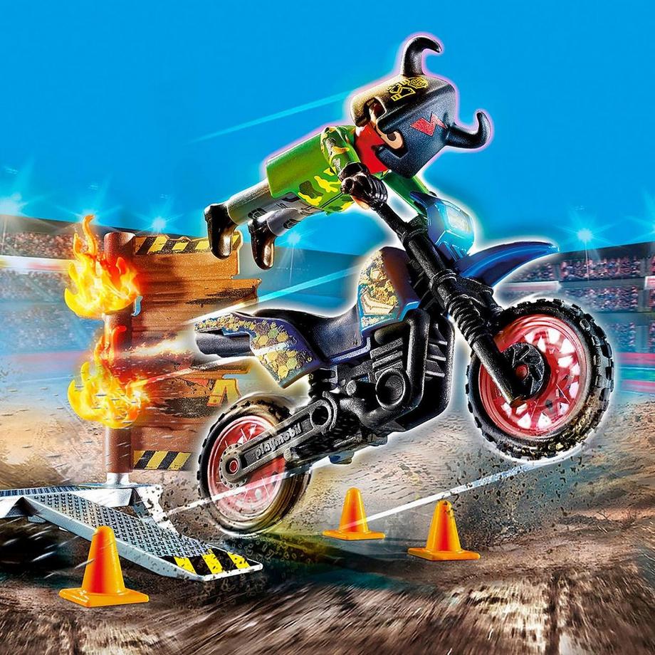 Playmobil  70553 Stuntshow Motorrad mit Feuerwand 
