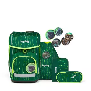 Ergobag Cubo Set di zaino scuola, 5 pezzi Verde