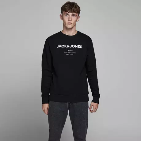 JACK & JONES Sweatshirt JJTONAL LOGO SWEAT CREW NECK Black