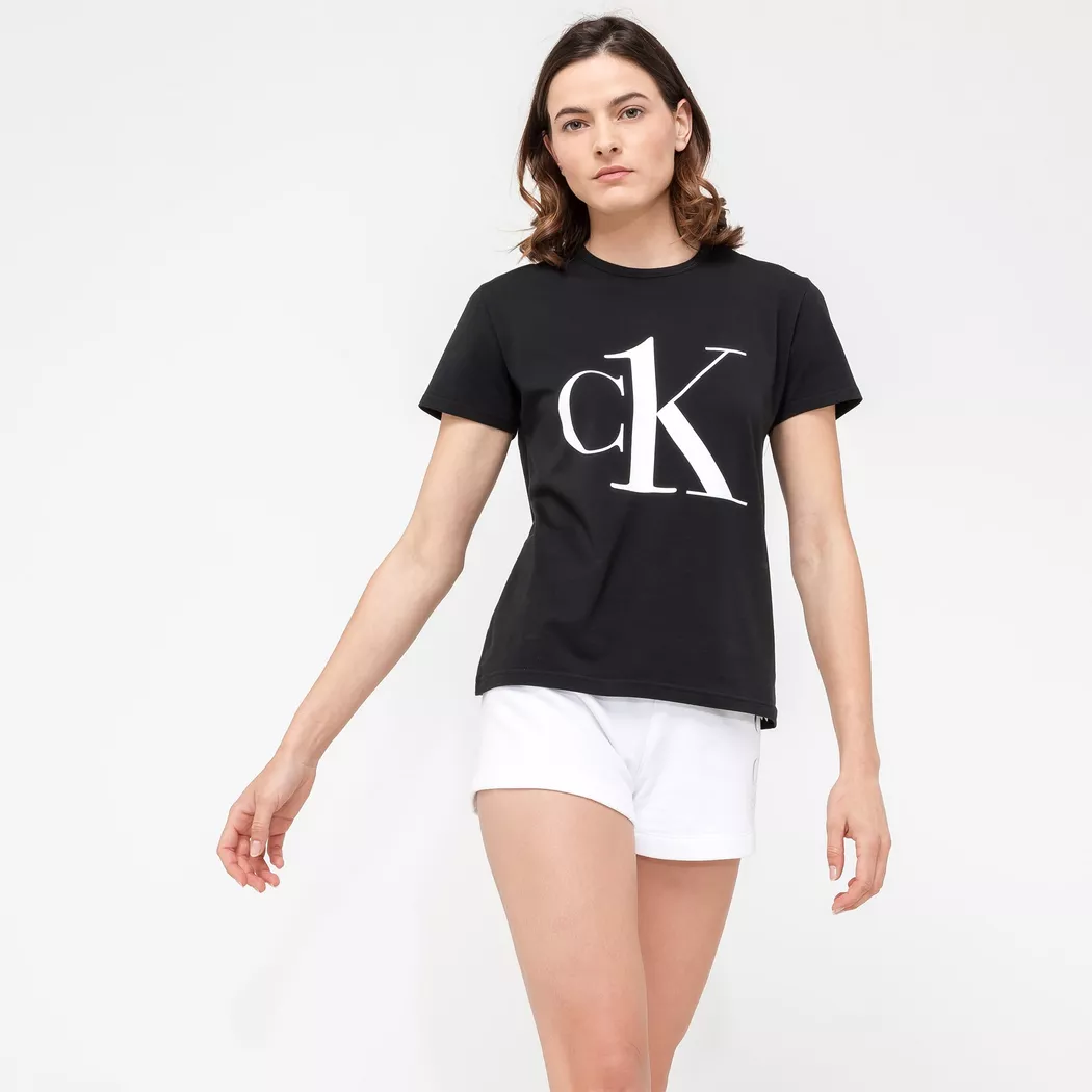 Calvin Klein - Pyjama-Top,ka, für Damen, Schwarz Bedruckt, Größe L