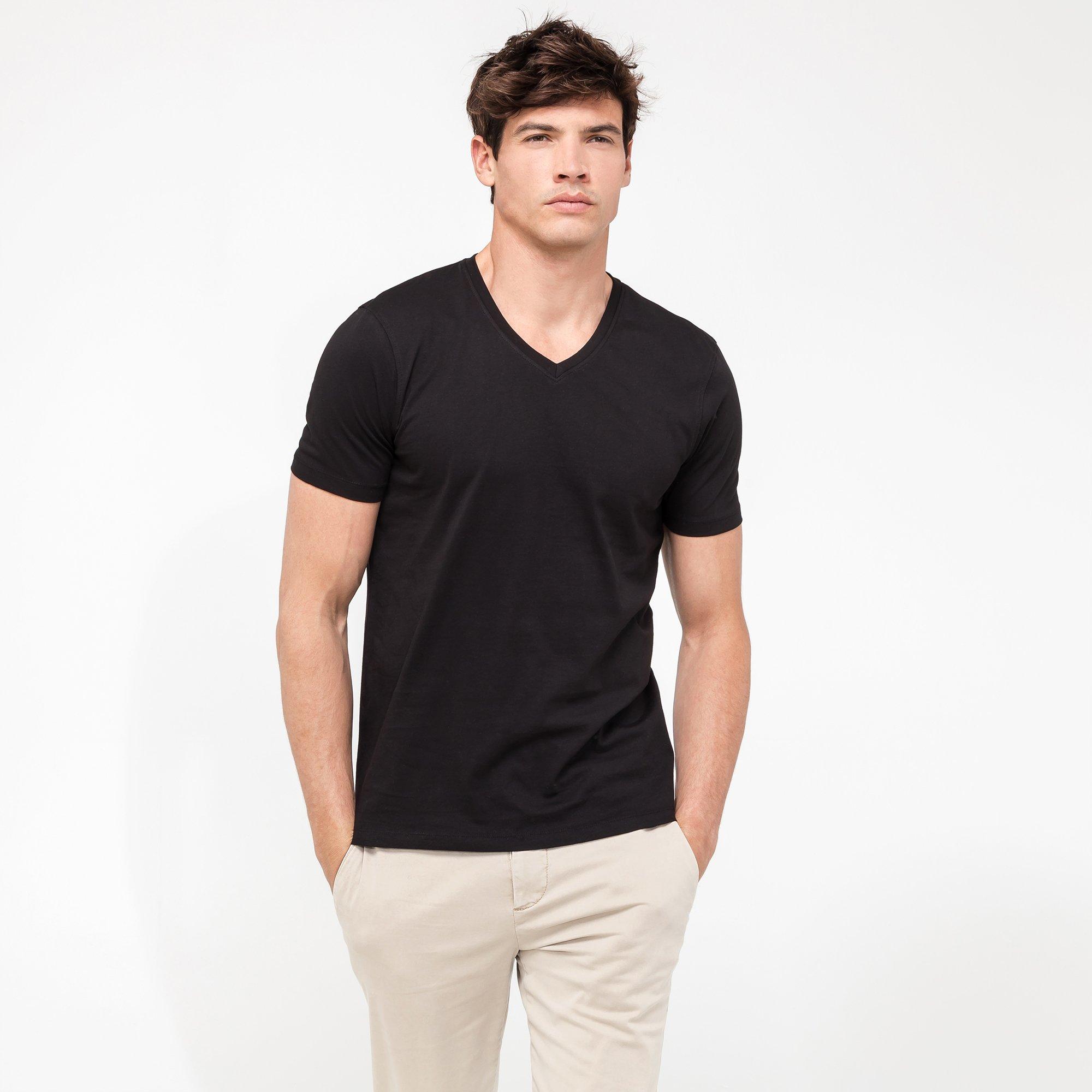 Image of T-shirt, V-neck Herren Black 3XL