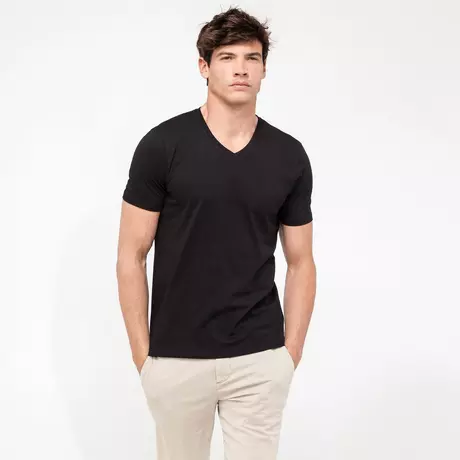 Manor Man T-Shirt, V-Neck  Black