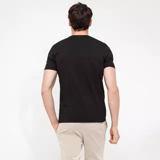Manor Man T-shirt col en V  Black