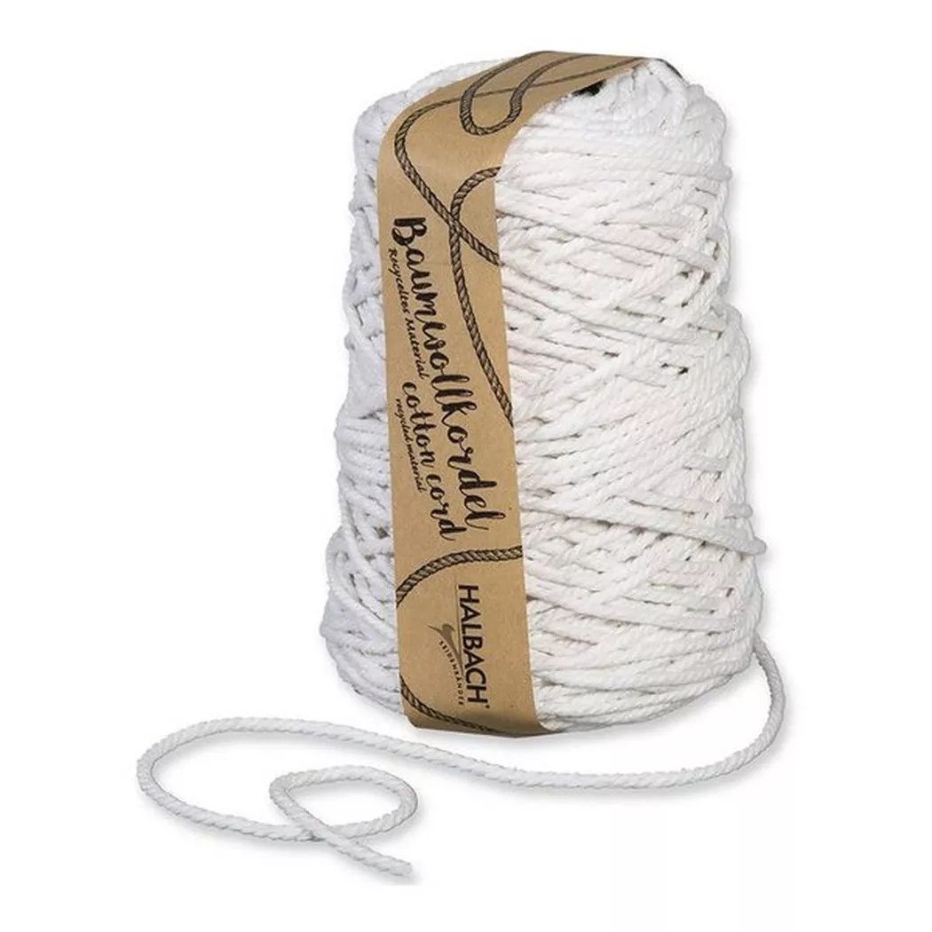 Halbach Baumwollkordel für Makramee 5mm 80m 500g Weiß