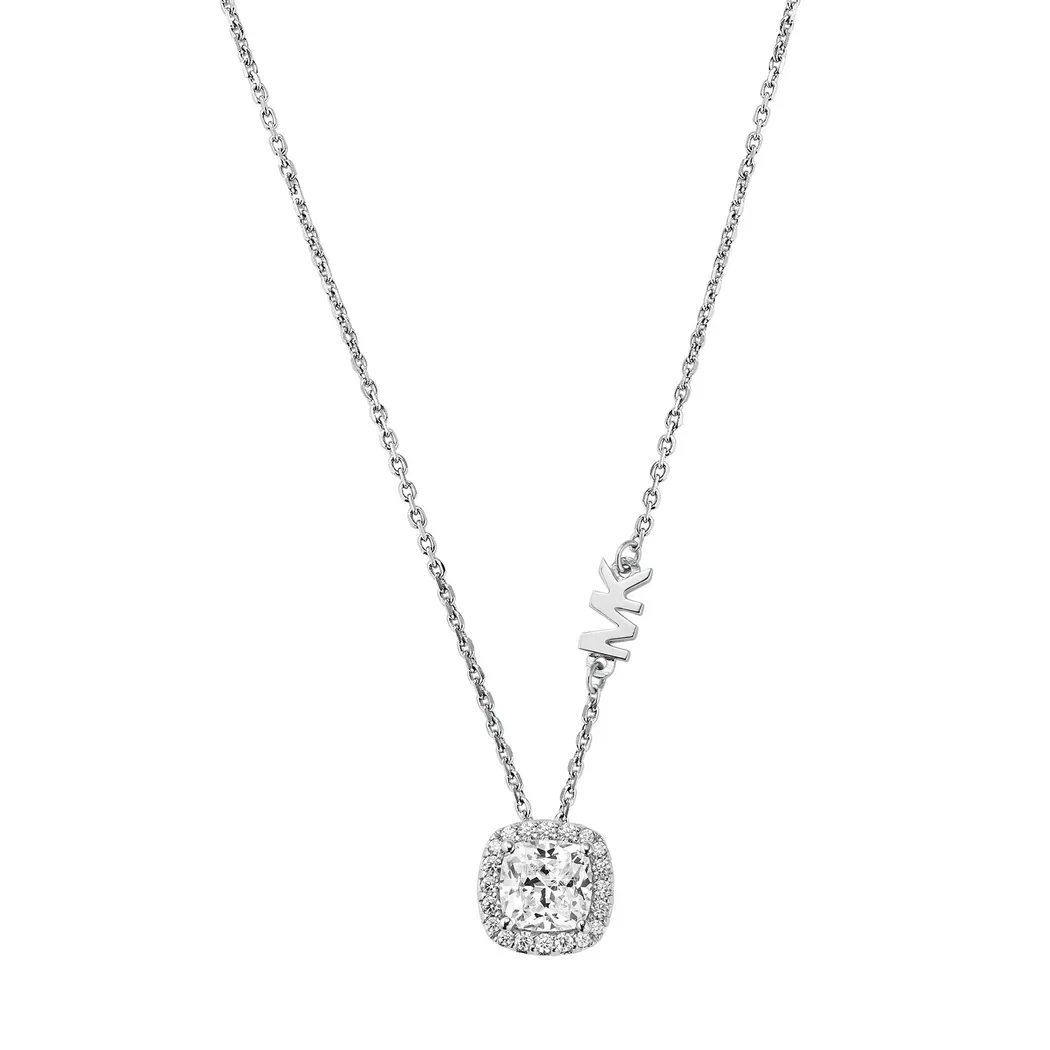 Kette mit Anhänger MICHAEL KORS "Schmuck Geschenk Silber 925 Halsschmuck", silber (silberfarben, kristallweiß), Halsketten, Damen, Silber 925 (Sterlingsilber), L: 45,5, mit Zirkonia (synth.)