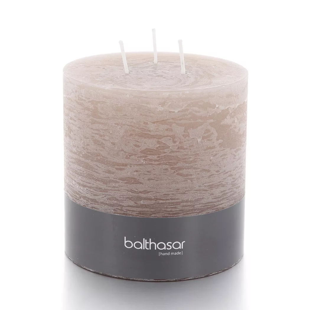 Balthasar - Zylinderkerze 3-Docht, 120X120MM, Taupe