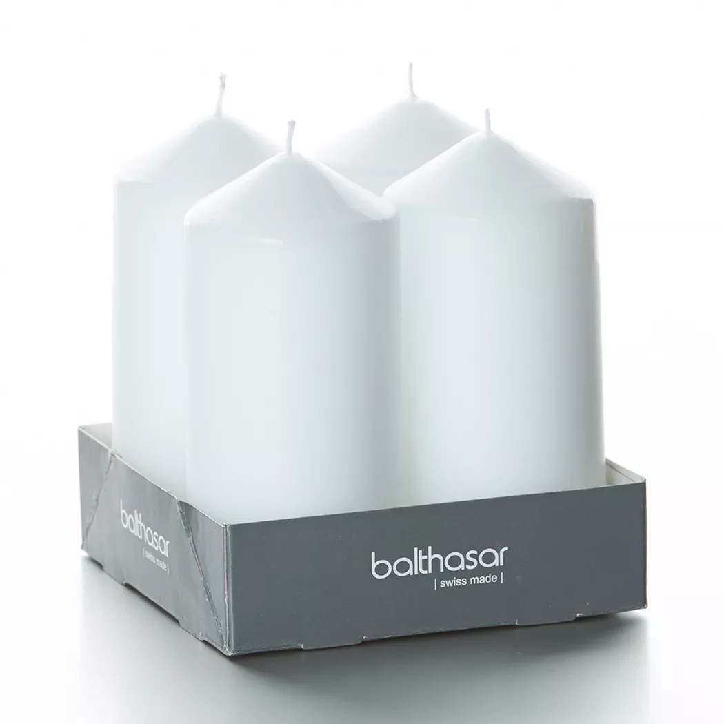Balthasar - Zylinderkerzen, 4 Stück, 50X115MM, Weiss