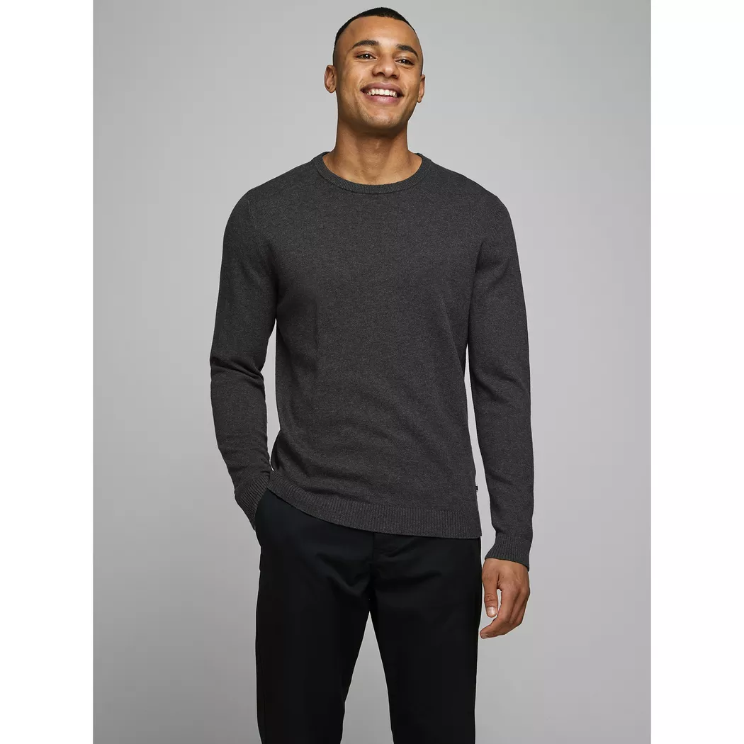 Jack & Jones Pull Essential Basic Knitted Dark Grey Melange XL Homme