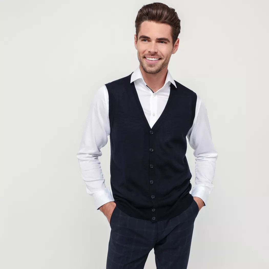Manor Man - Gilet, Regular Fit, für Herren, Marine, Größe L