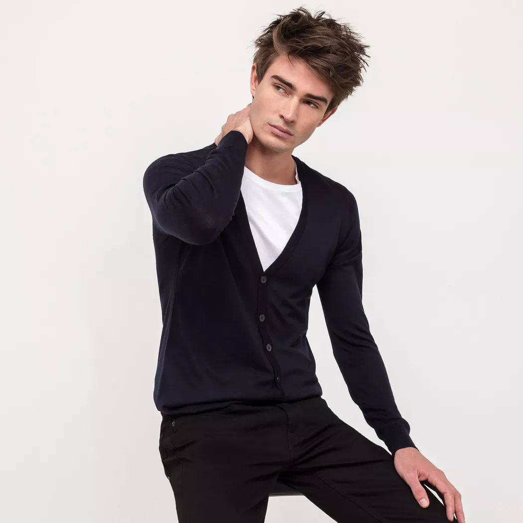Manor Man - Kurze Strickjacke, für Herren, Marine, Größe M