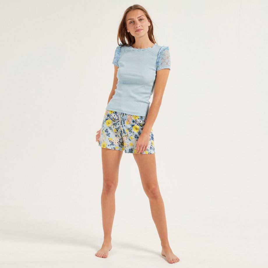 CALIDA V&R Story 2 Top côtelé avec détails en dentelle  