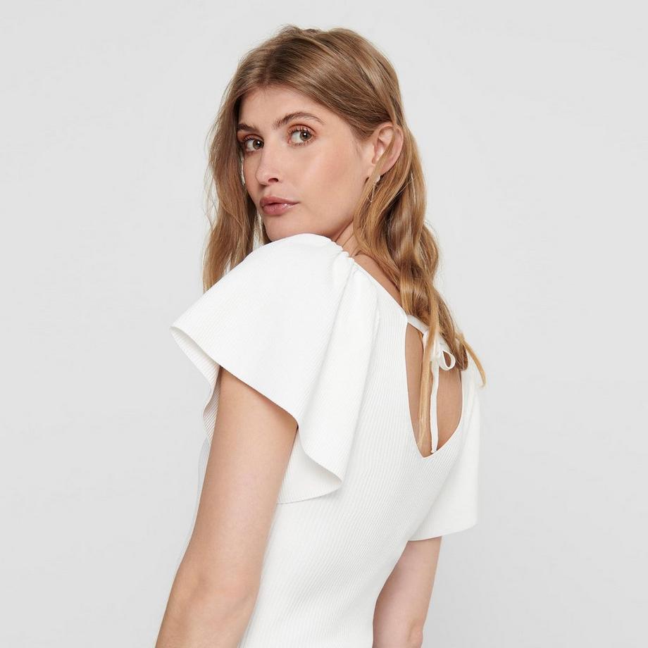 ONLY V-Ausschnitt T-Shirt mit Puffärmeln und Rückenbinde  
