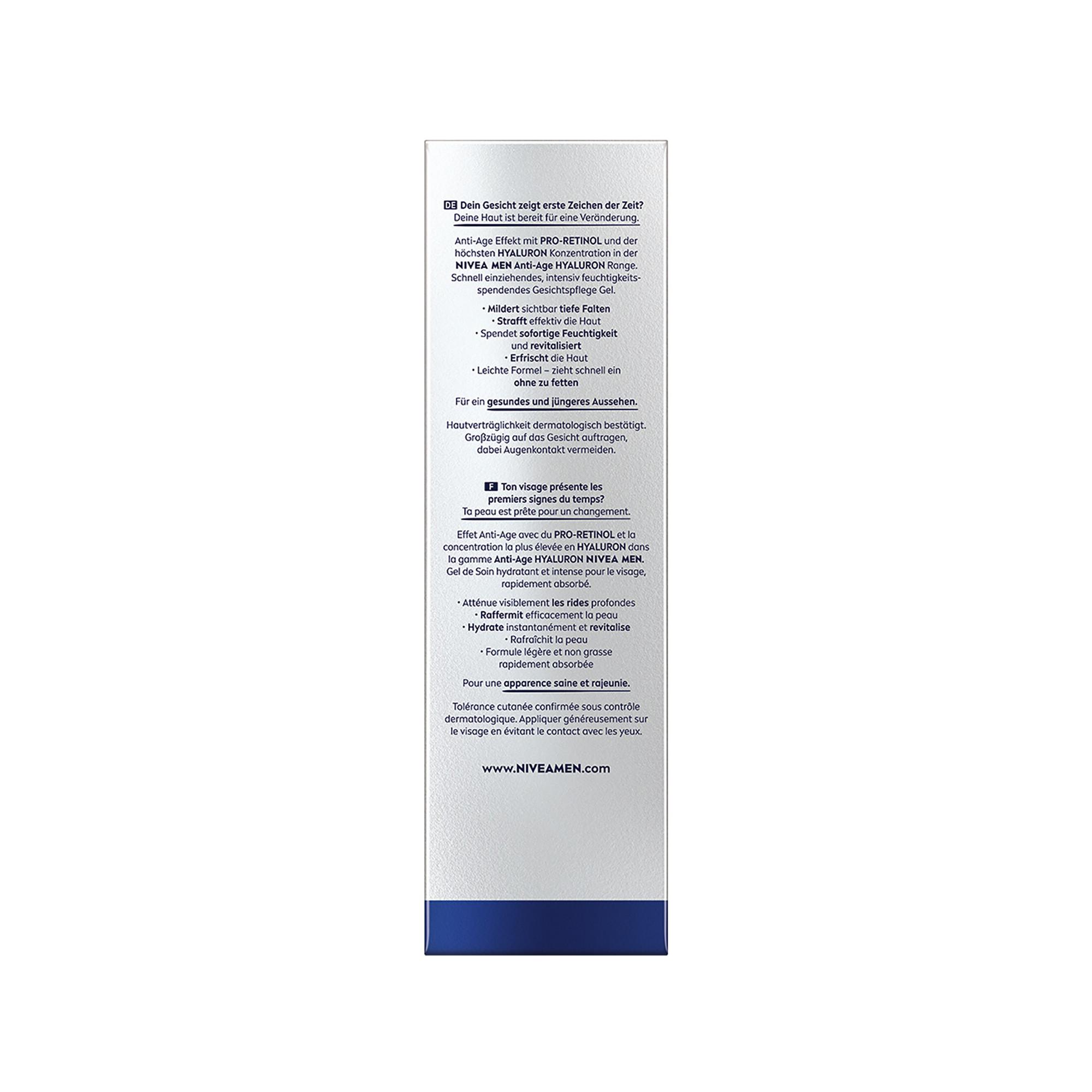 NIVEA Men Anti-Age Hyaluron Gesichtsgel Hydro Gel Visage Anti-Age Hyaluron 