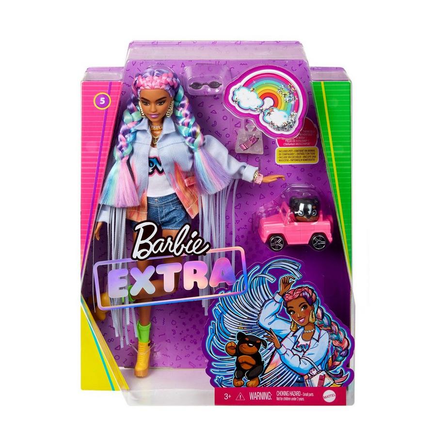 Extra Puppe mit geflochtenem Regenbogen-Zopf