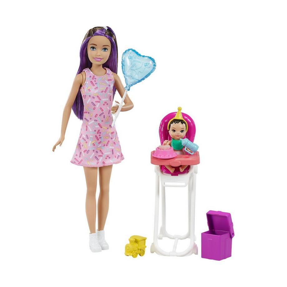 Barbie  Skipper Babysitter Puppe, Geburtstag-Spielset mit Farbwechsel 