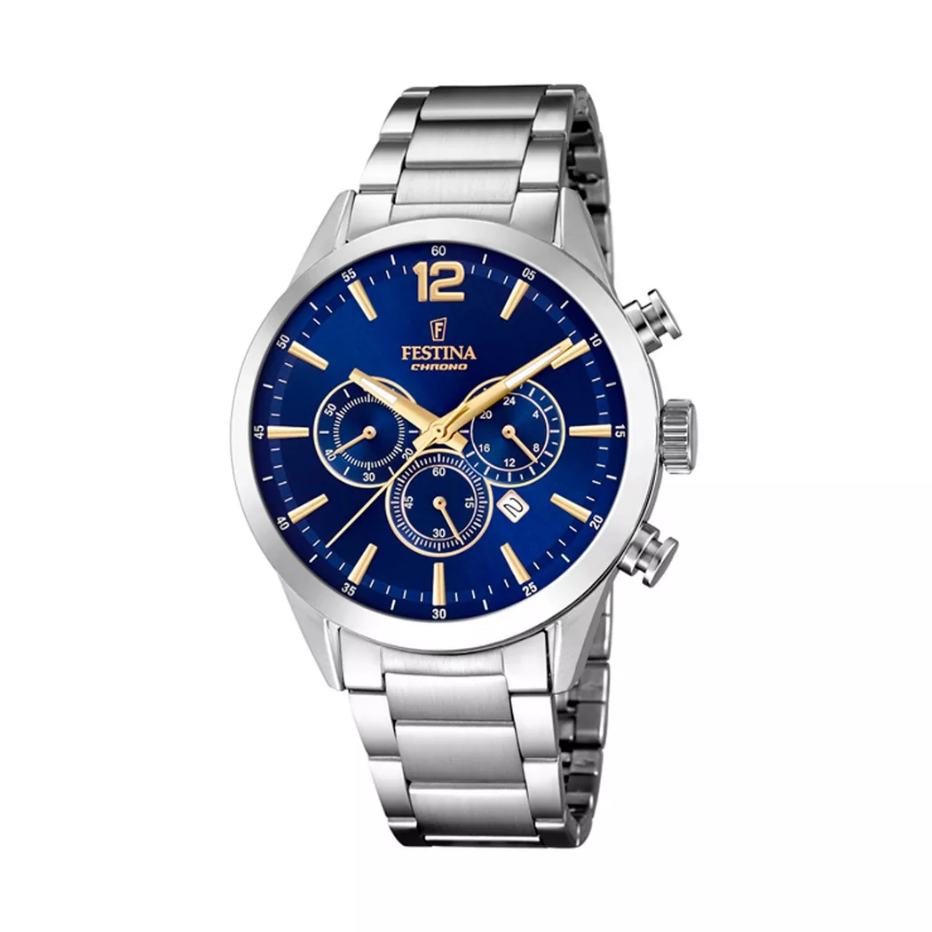 Festina - Chronograph Uhr, Timless Chrono, 44mm, Silber