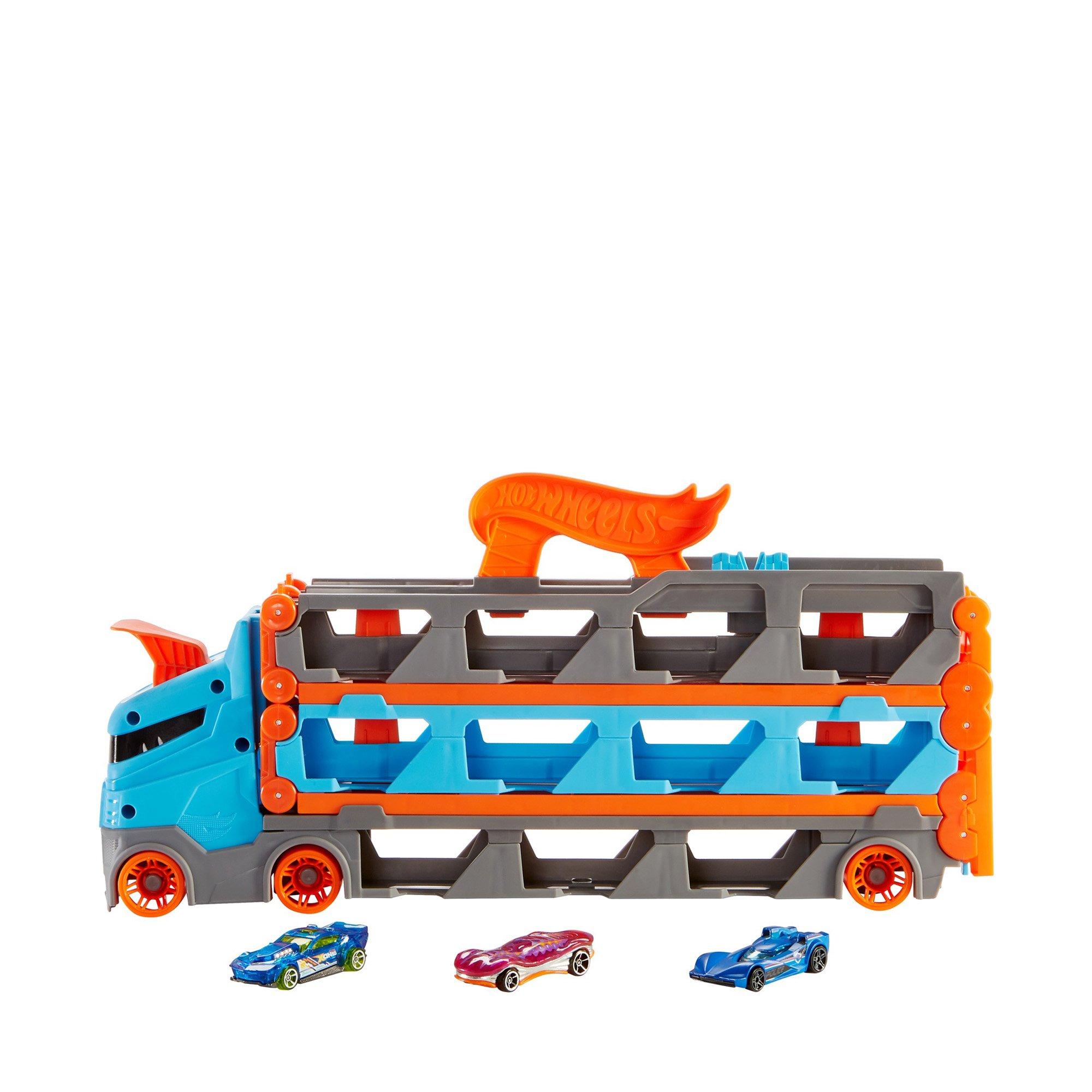 Hot Wheels  2-in-1 Rennbahn-Transporter inkl. 3 Spielzeugautos 