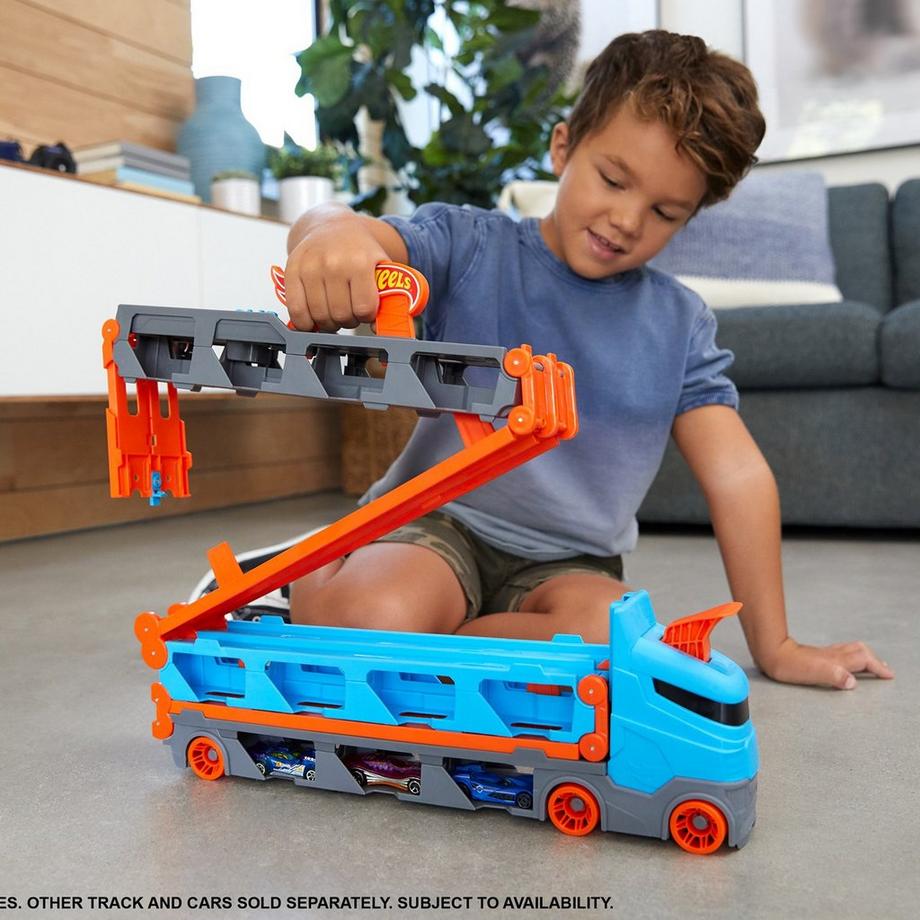 Hot Wheels  2-in-1 Rennbahn-Transporter inkl. 3 Spielzeugautos 