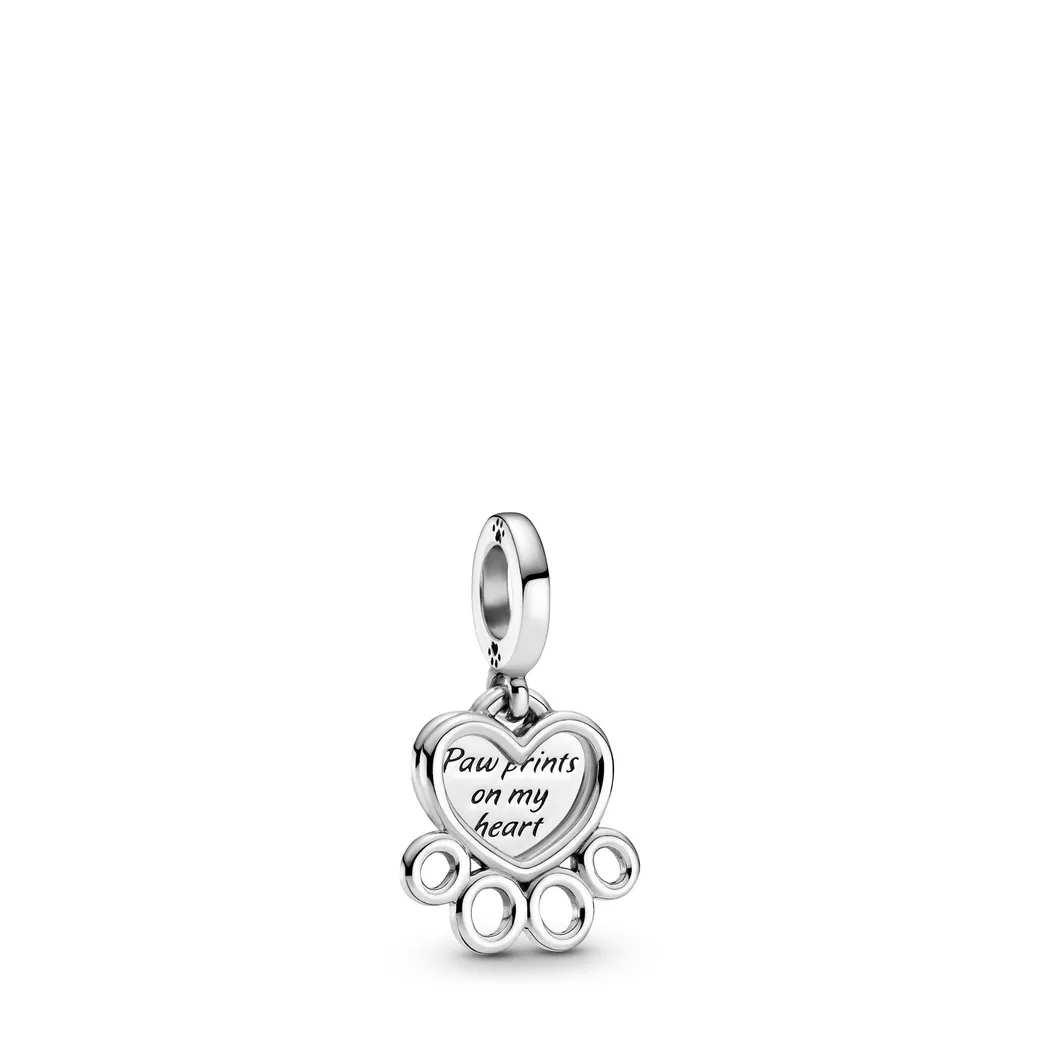 Pandora Hearts & Paw Print Dangle Charm
