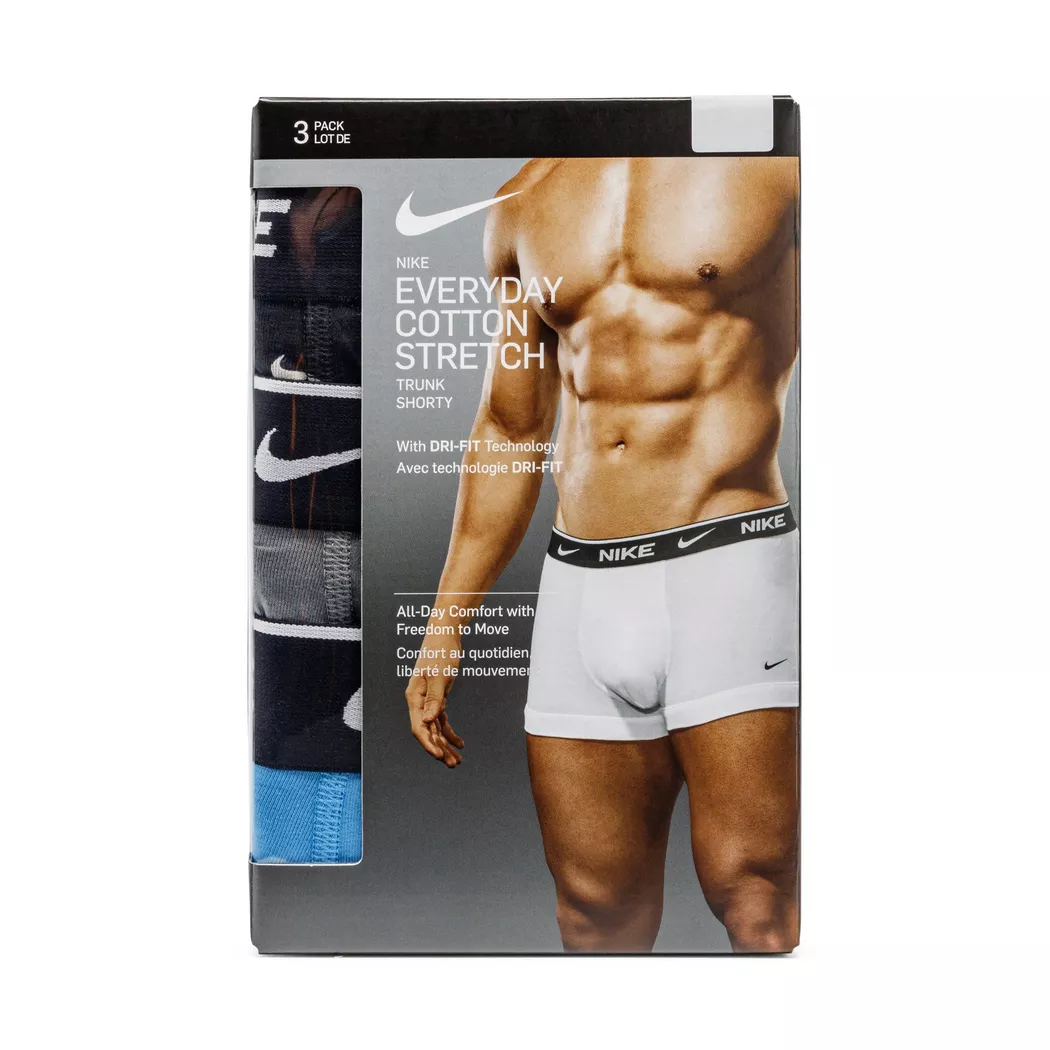 Nike - Trio Pack Trunk, Baumwolle, Everyday Cotton Stretch, S, Schwarz Bedruckt