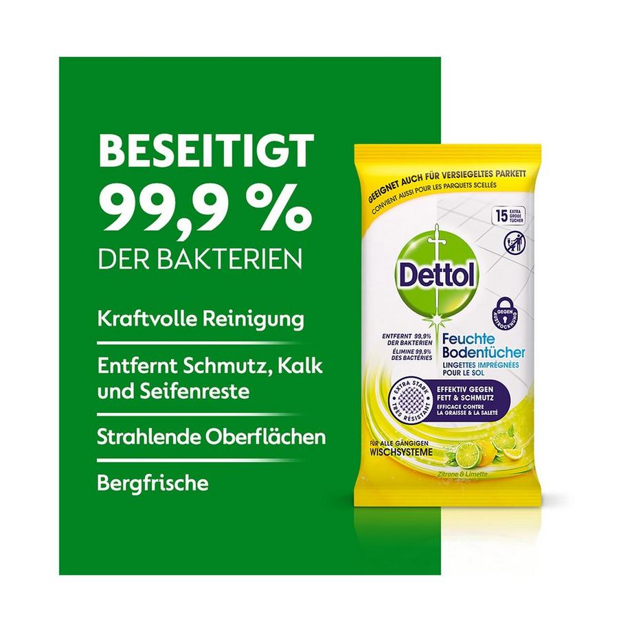 Dettol DETTOL LINGETTES IMPRÉGNÉES POUR LE SOL 15 PCS  