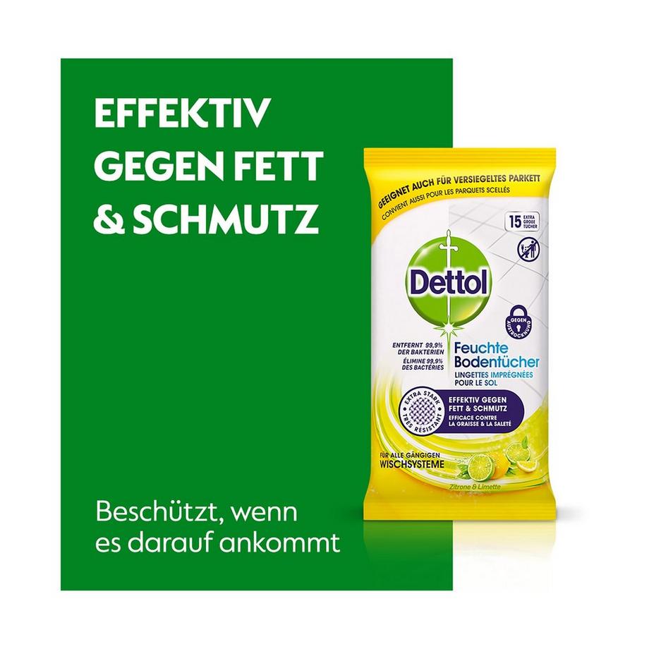 Dettol DETTOL LINGETTES IMPRÉGNÉES POUR LE SOL 15 PCS  
