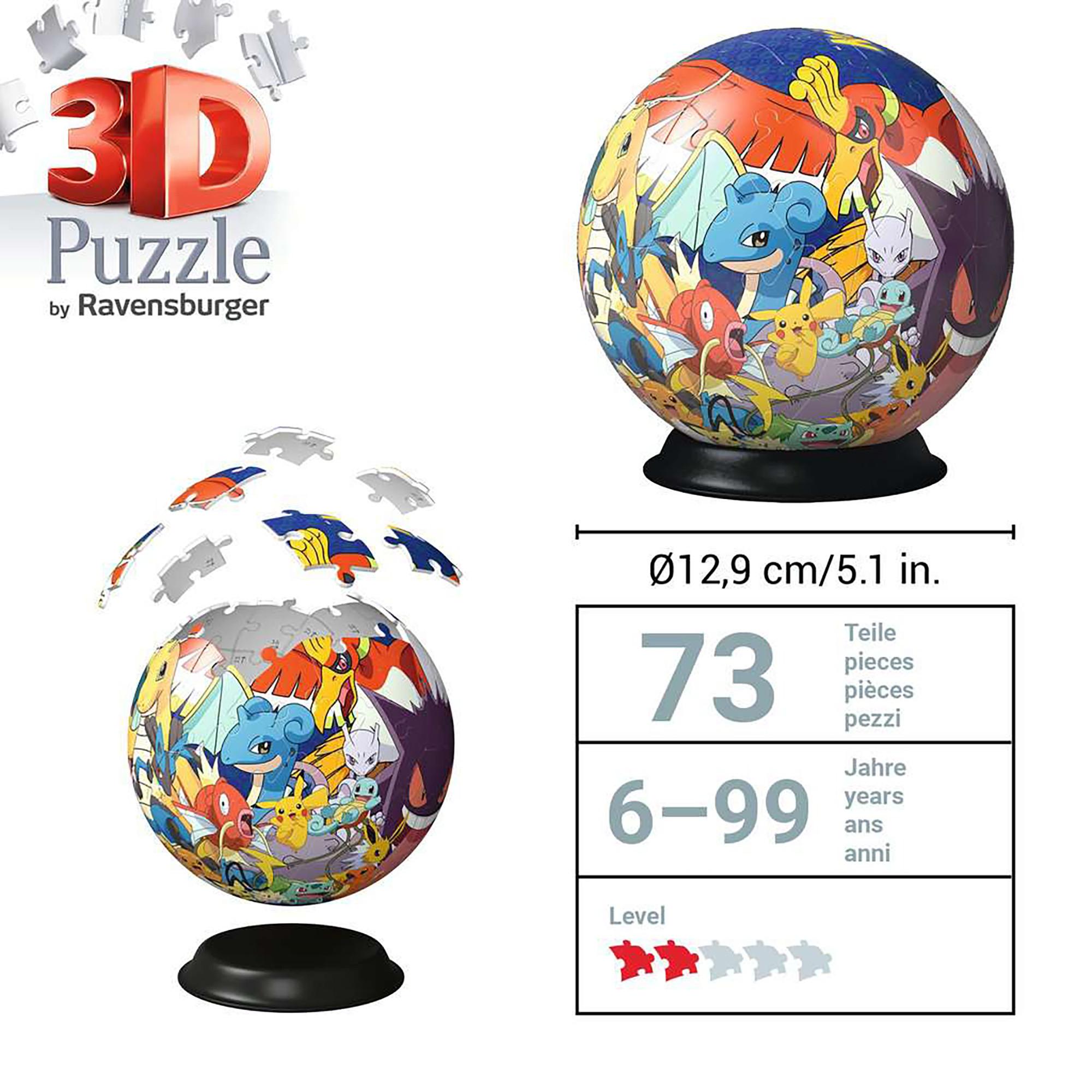 Ravensburger  3D Puzzle Ball Pokémon, 72 pezzi 