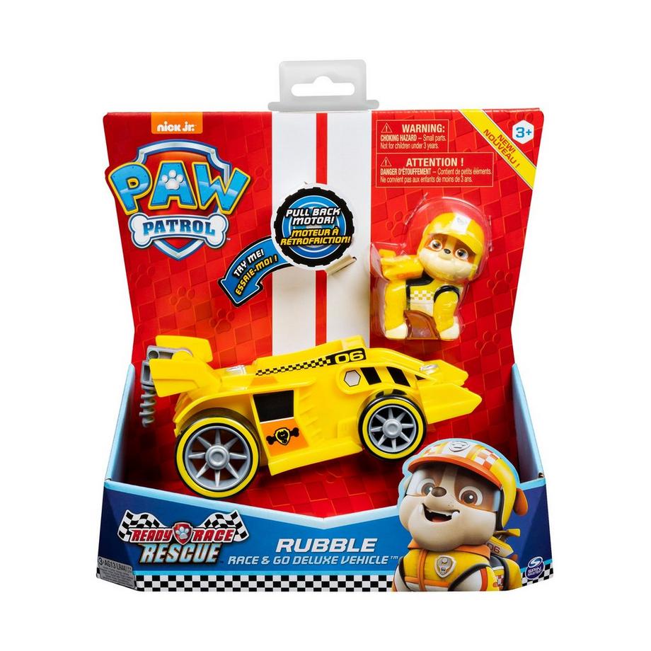 Spin Master  Paw Patrol Race & Go Deluxe Basis Fahrzeuge mit Figur (Ready, Race, Rescue), Zufallsauswahl 