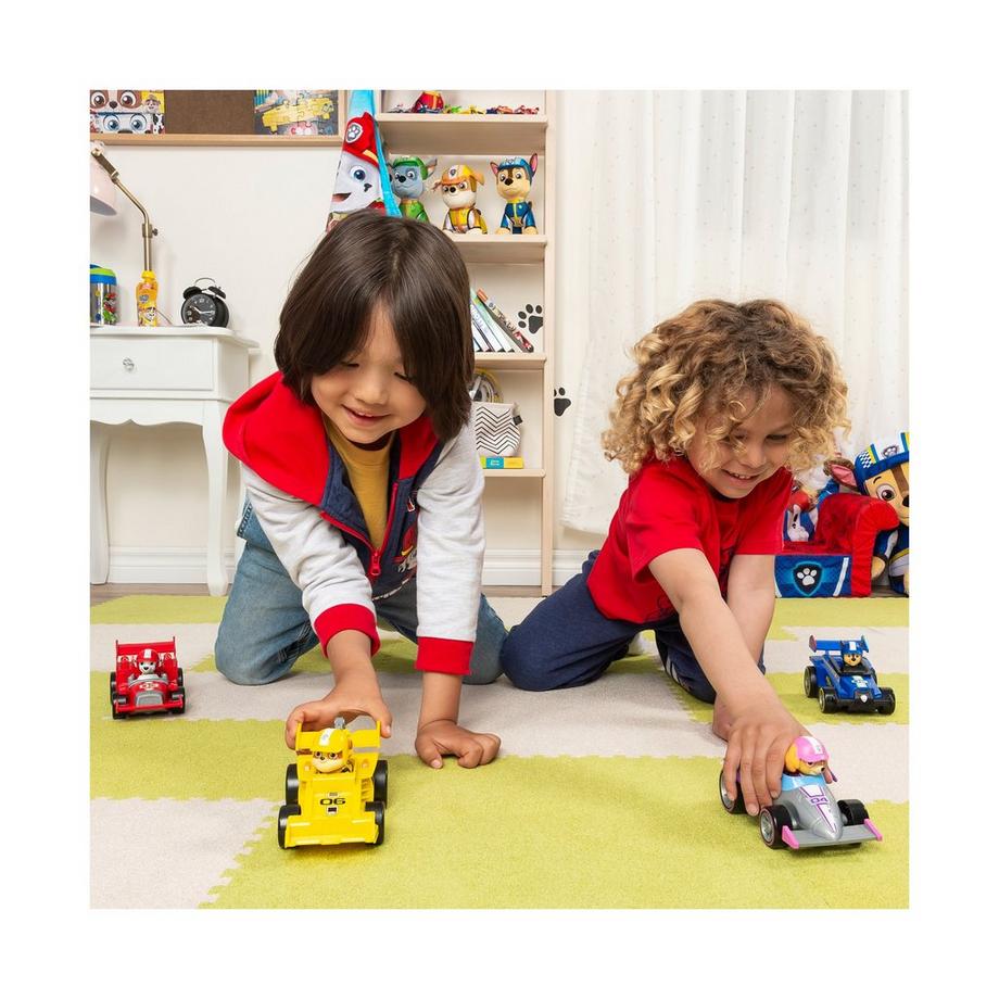 Spin Master  Paw Patrol Race & Go Deluxe Basis Fahrzeuge mit Figur (Ready, Race, Rescue), Zufallsauswahl 