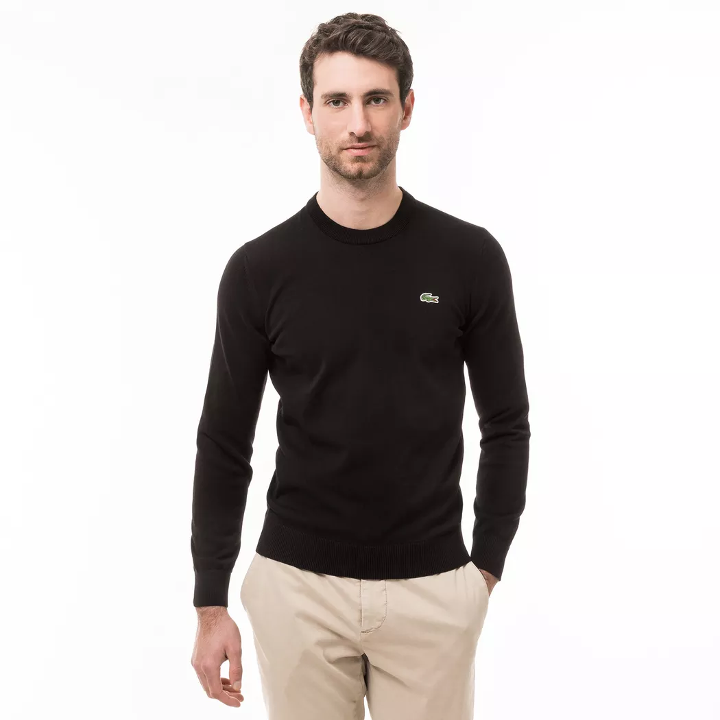 Lacoste Pull Classic Fit Crew Organic Cotton Black 3XL Homme