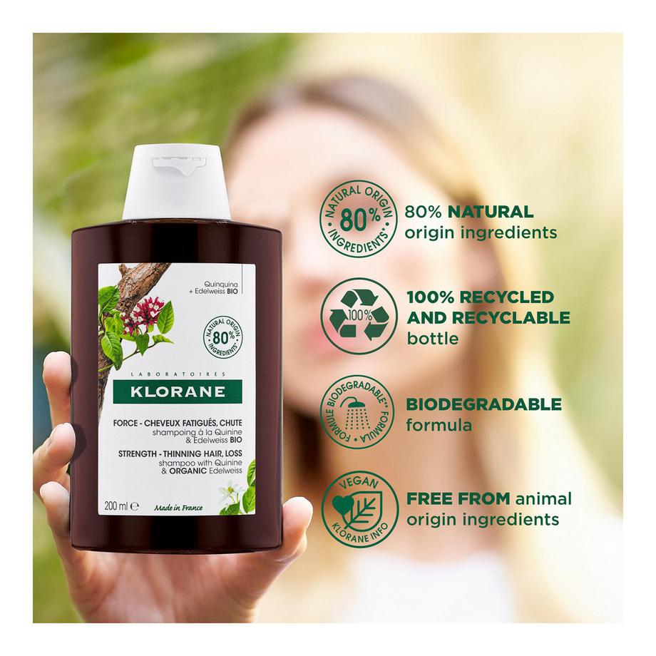KLORANE Chinino e stella alpina biologica Shampoo rinforzante 