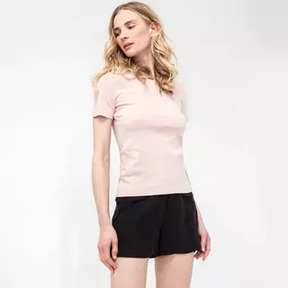 Manor Woman Top, col rond, manches courtes  Rose Clair