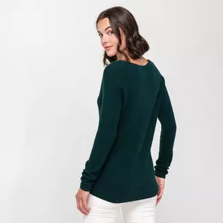 Manor Woman Pull, col en V, manches longues  Vert