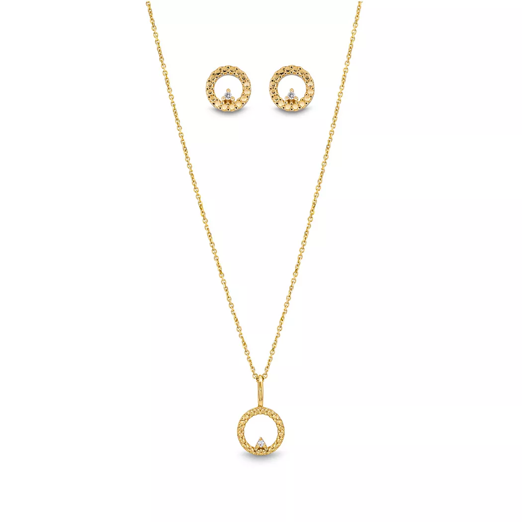 L' Atelier Gold 18 Karat by Manor - Set Halskette/Ohrstecker, 42, Gelbgold