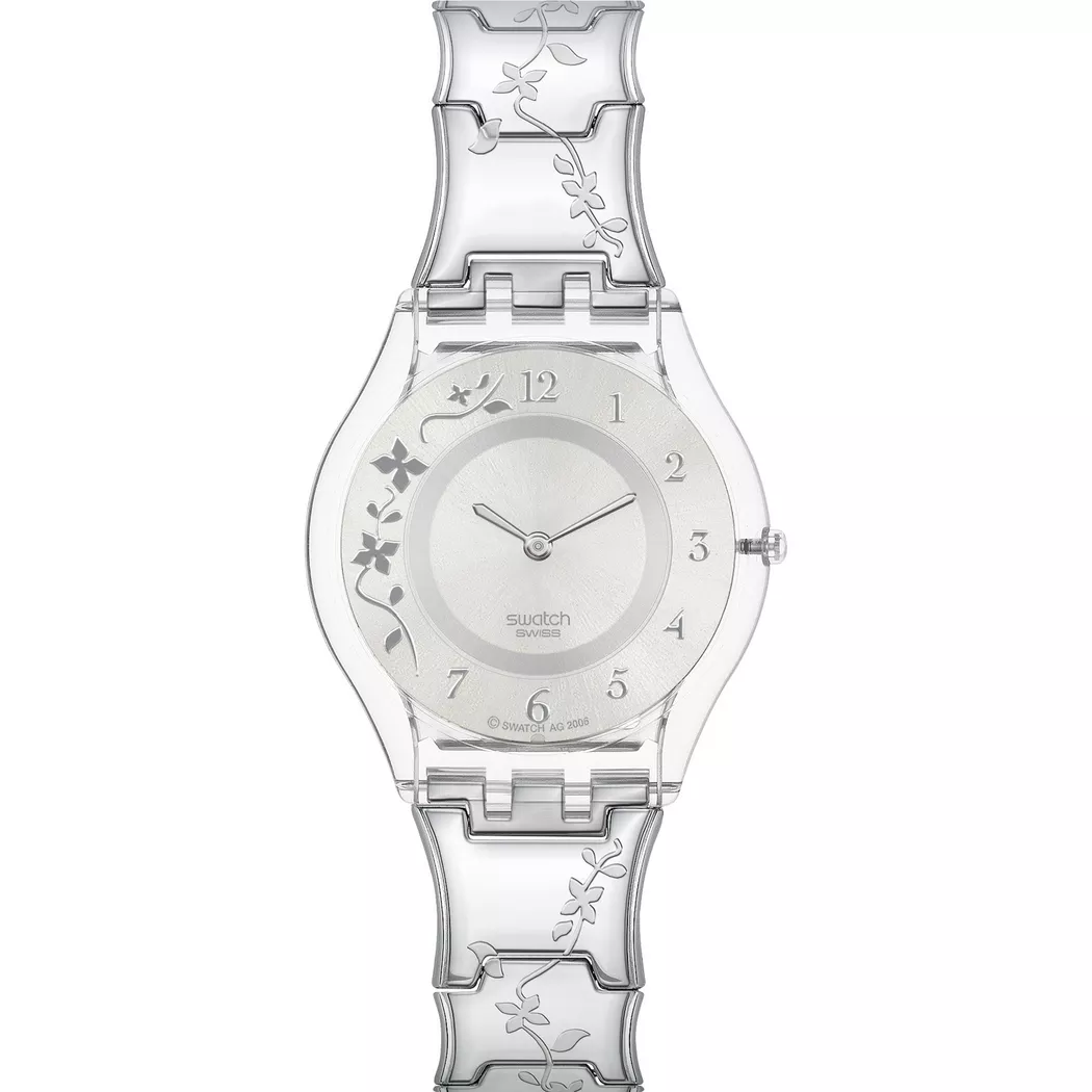 Swatch - Analoguhr, Climber Flowery Again, 34mm, Silber