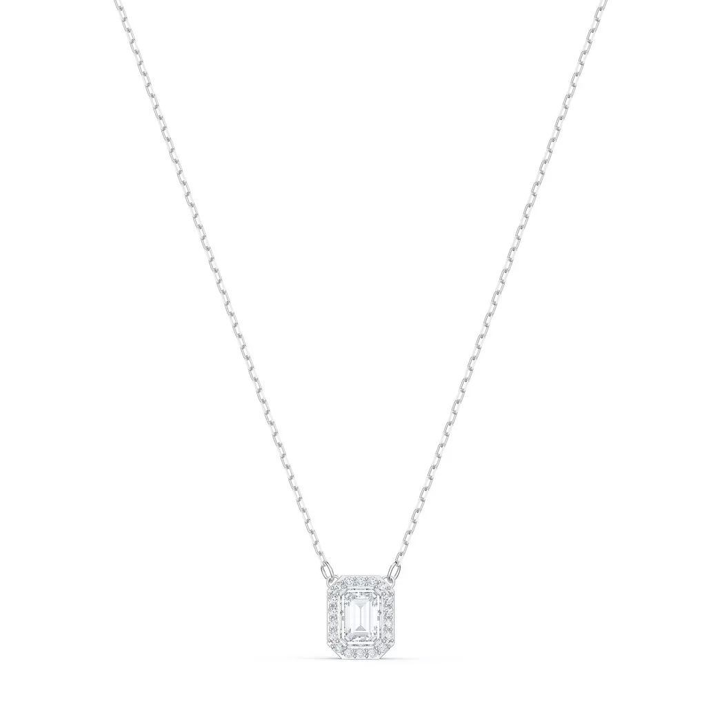 Kette mit Anhänger SWAROVSKI "Una Millenia Dc", silber (metallfarben, kristallweiß), Halsketten, Damen, Metall, L: 43, mit Swarovski Kristall, Swarovski Zirkonia (synth.)